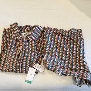 Patterned Pajama Set with Pink and Green Design